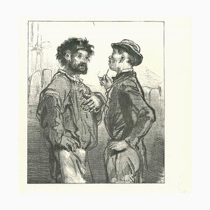 Paul Gavarni, The Delightful Chit-Chat, Original Lithograph, 1881