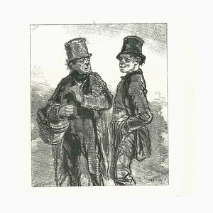 Paul Gavarni, The Conversation, Original Lithograph, 1881