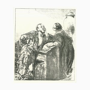 Paul Gavarni, The Conversation, Original Lithograph, 1881