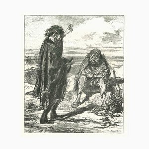 After Gavarni, Praying for a Vagabond, Original Lithograph, 1881