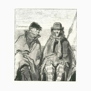 Paul Gavarni, The Conversation in the Ship, Original Lithograph, 1881