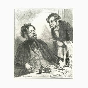 Paul Gavarni, The Bill, Original Lithograph, 1881