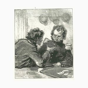 Paul Gavarni, The Conversation, Original Lithograph, 1881