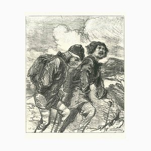 Paul Gavarni, The Mountaineers, Original Lithograph, 1881
