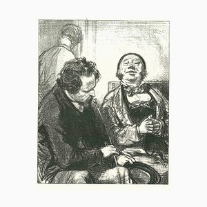 Paul Gavarni, The Conversation, Original Lithograph, 1881