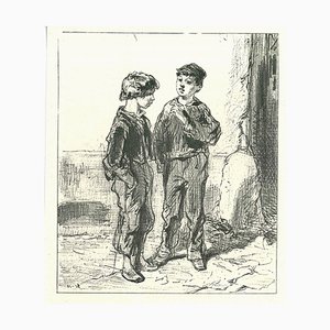 Paul Gavarni, The Conversation, Original Lithograph, 1881