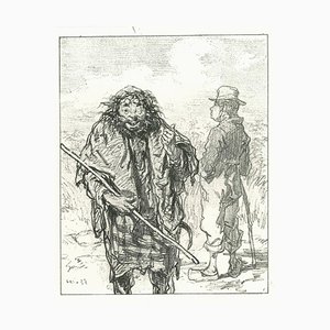 Lithographie Originale, Paul Gavarni, Vagabonds, 1881