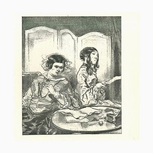 Paul Gavarni, Women Over the Table, Lithographie Originale, 1881