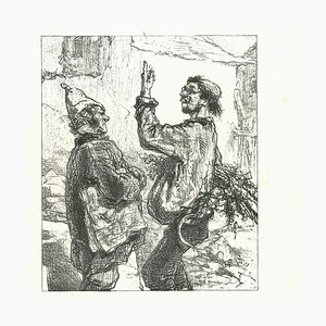 Paul Gavarni, The Conversation, Original Lithograph, 1881