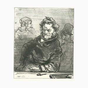 After Paul Gavarni, A Pensive Man, Original Lithographie, 1881