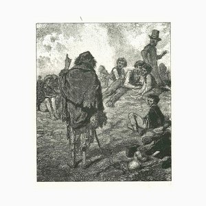 After Gavarni, The Speech of a Wanderer, Original Lithograph, 1881