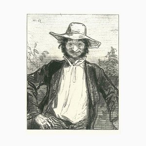 After Gavarni, Jolly Man, Original Lithograph, 1881