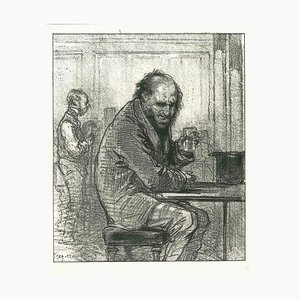 Después de Paul Gavarni, A Man with Whisky, Litografía original, 1881