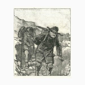 Nach Paul Gavarni, Mountaineers, Original Lithographie, 1881