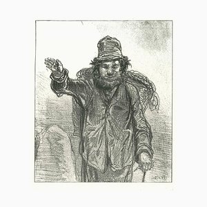 Paul Gavarni, alpinista, Litografía original, 1881