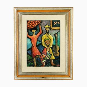 Figures, Oil on Canvas, Late 20th Century