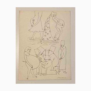 Mino Maccari, The Magician, Drawing, Mid-20th Century