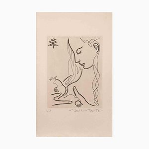 Suzanne Tourte, A Feeding Woman, Etching, 1950s