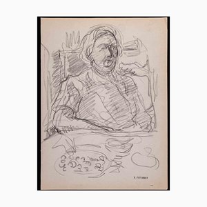 Serge Fotinsky, Portrait, Pencil Drawing, 1947