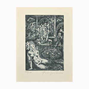 Michel Fingesten, Ex Libris M.G. Van Wees, Etching, 1930s