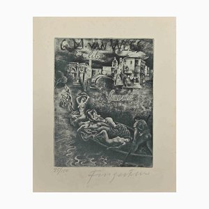 Michel Fingesten, Ex Libris G.M. Van Wees, Venezia, Etching, 1930s