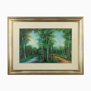 Kabemba Situna WA, Exotic Landscape, Oil on Canvas, 1970s