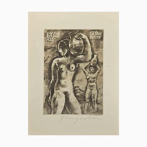 Michel Fingesten, Ex Libris: Gaston Roux, Etching, 1930s