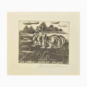 Michel Fingesten, Ex Libris Albert Delage, Etching, 1930s