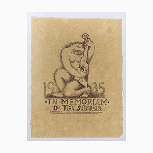 Michel Fingesten, Ex Libris: In Memoriam Dr. Th. Simon, Etching, 1930s