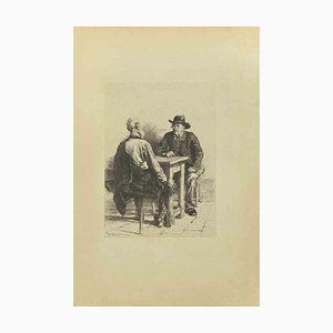 Eugène Burnand, The Meeting, Radierung, Ende des 19. Jahrhunderts