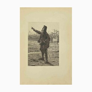 Eugène Burnand, The Beggar, Etching, Late 19th Century