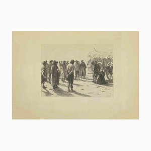 Eugène Burnand, Mourning, Etching, Late 19th Century