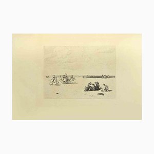 Eugène Burnand, Horse Drivers, Etching, Late 19th Century