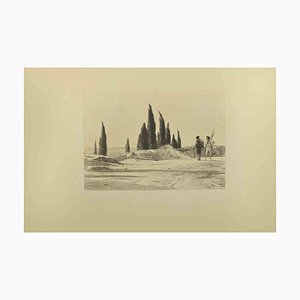 Eugène Burnand, The Farmers, Etching, Late 19th Century