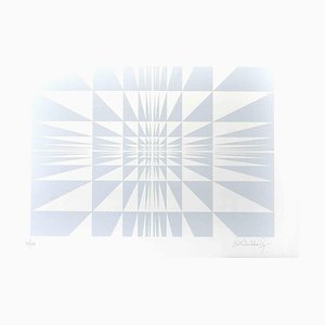 Victor Debach, Composition Abstraite en Argent, Sérigraphie, 1970s