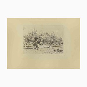 Eugène Burnand, In The Garden, Etching, Late 19th Century