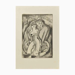 Michel Fingesten, Ex Libris Gianni Mantero, Etching, 1937