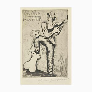Michel Fingesten, Ex Libris et Musicis Mantero, Etching, 1930s