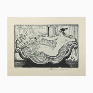 Michel Fingesten, Ex Libris Gino Sabattini, Etching, 1930s