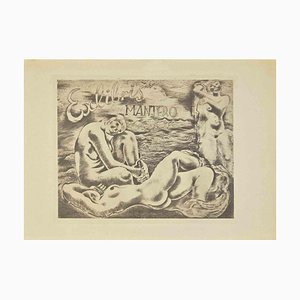 Michel Fingesten, Ex Libris Mantero, Etching, 1937