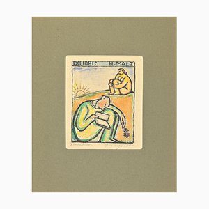 Michel Fingesten, Ex Libris H. Malz, Etching, 1930s