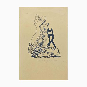 Michel Fingesten, Ex Libris M.R., Woodcut, 1930s