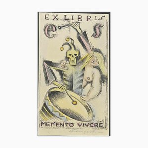 Michel Fingesten, Ex Libris Memento Vivere, Woodcut, 1930s