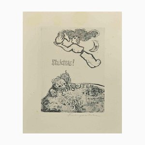 Michel Fingesten, Ex Libris Felicitas!, Etching, 1937