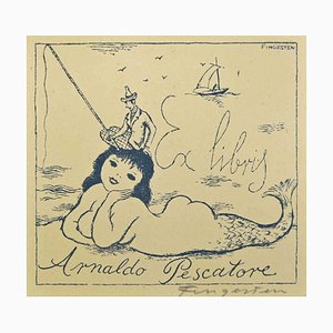 Michel Fingesten, Ex Libris Arnaldo Pescatore, Woodcut, 1930s