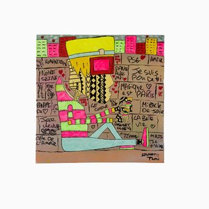 Ziv Lahat, Un Moment De Reflection, 2020, Spray Paint and Acrylic Markers on Canvas