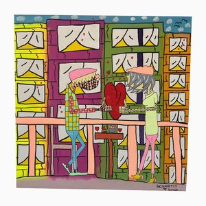 Ziv Lahat, L'amour au Balcon de 16eme, 2020, Spray Paint and Acrylic Markers on Canvas