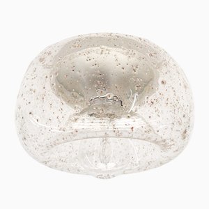 Lampada a forma di ciambella in vetro trasparente e metallo cromato, anni '60