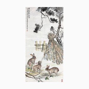 Liu Ziyu, Los conejos engordan en otoño de 2023, Tinta sobre papel
