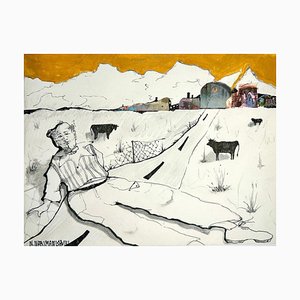 Nina Narimanishvili, Country Man, 2023, Tinta y lápiz en papel